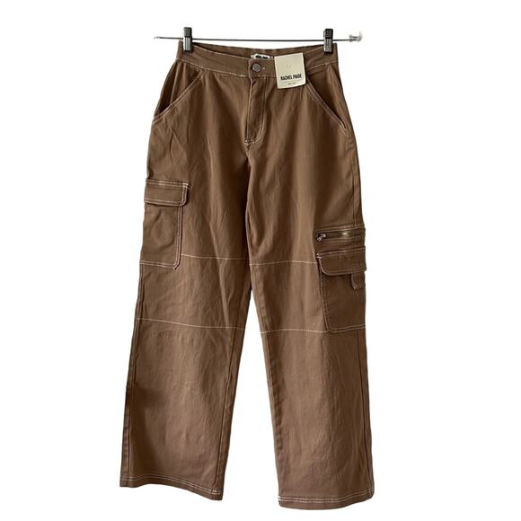 Rachel Paige Pants - Rachel Paige XS Wide Leg Light Brown Cargo Pants Zip  Pockets Twill Streetwear